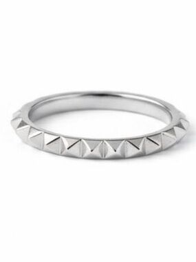 Real 14k White Gold Pyramid Ring Stacker Fine Jewelry Celebrity Stylist Curated